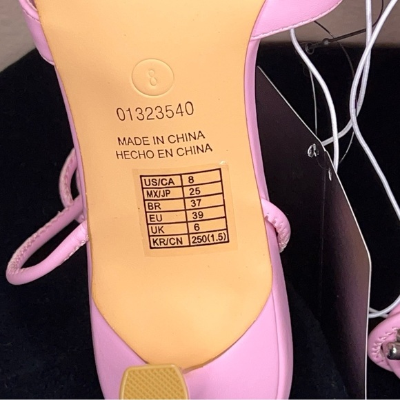NEW Size 8 Pink Strappy Kitten Heels Forever 21 2.5” Heel Height Floral Accent - Picture 4 of 13